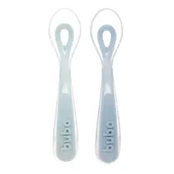 Kit 2 Colheres Em Silicone Fase 2 Azul
