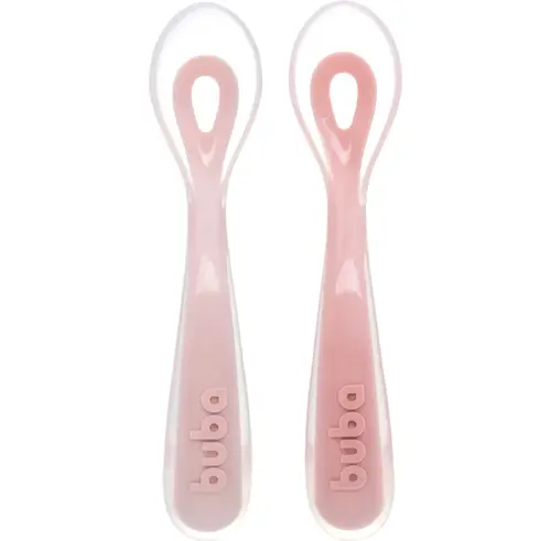 Kit 2 Colheres Em Silicone Fase 2 Rosa