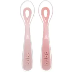 Kit 2 Colheres Em Silicone Fase 2 Rosa