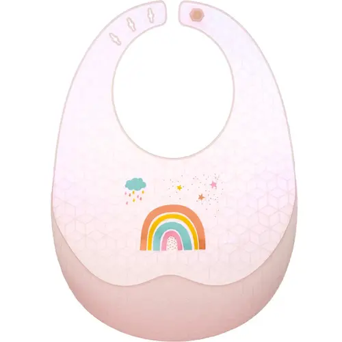 Babador Em Silicone Com Pega-Migalhas E Estojo Magic Arco-Iris Buba