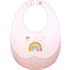 Babador Em Silicone Com Pega-Migalhas E Estojo Magic Arco-Iris Buba