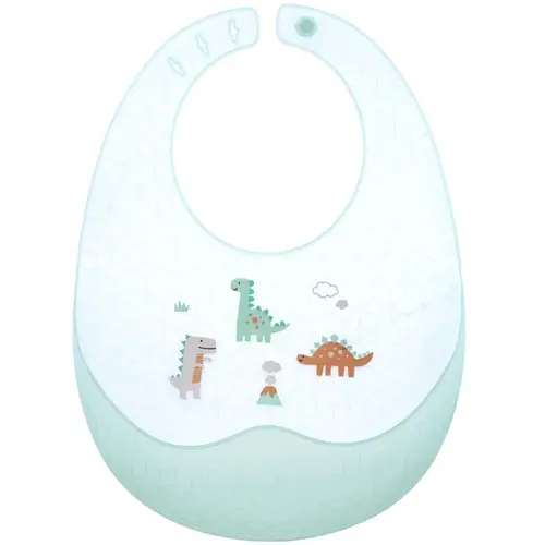 Babador Em Silicone Com Pega-Migalhas E Estojo Magic Dino Buba