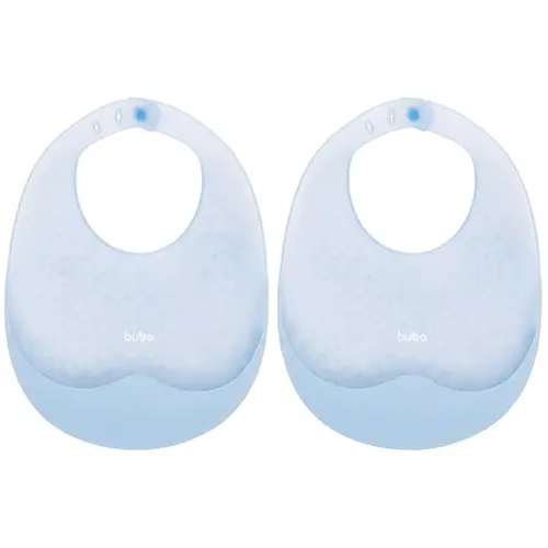 Kit 2 Babadores em Silicone com Pega-Migalha Azul Buba