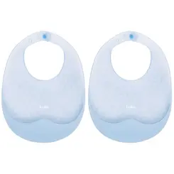 Kit 2 Babadores em Silicone com Pega-Migalha Azul Buba